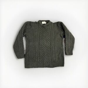 Original Aran Co 100% Merino Wool Sweater Women's Sz XL Green Made in Ireland